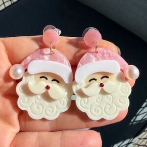 Santa Pink Festive Earrings